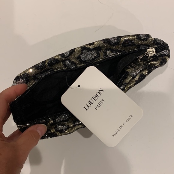 Louison Paris Depose Sequin Leopard Sparkle  Silver Black Metallic Bag Clutch 🤍 - Picture 8 of 16